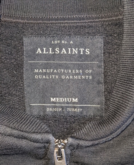 All Saints Men's Vetic Bomber Jacket Soft Shell sleeves Knitted Body Size M - Picture 8 of 8